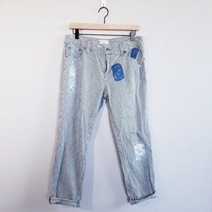 FREE PEOPLE | distressed striped pants